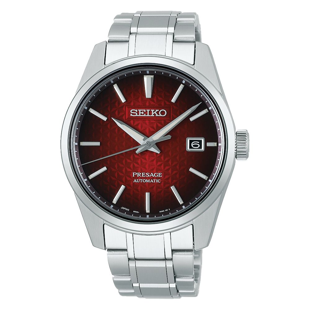 セイコー プレザージュ SARX089 メカニカル腕時計,ステンレスケース, 赤紫色「葡萄色(えびいろ)」ダイヤル,ステンレスのファイブリンクバンド